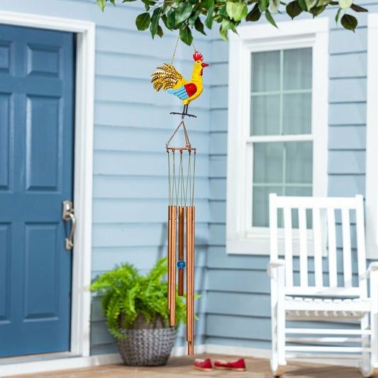 Petal & Plow Wind Chime, Metal, Colorful Rooster Chime | Plow & Hearth