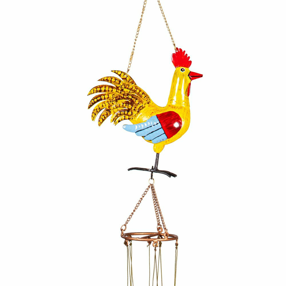 Petal & Plow Wind Chime, Metal, Colorful Rooster Chime | Plow & Hearth