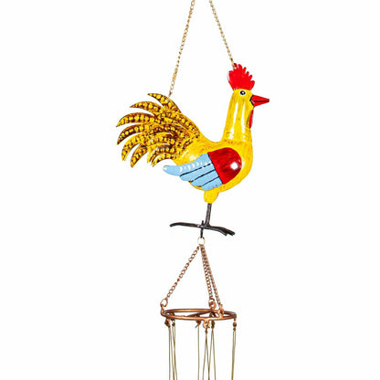 Petal & Plow Wind Chime, Metal, Colorful Rooster Chime | Plow & Hearth