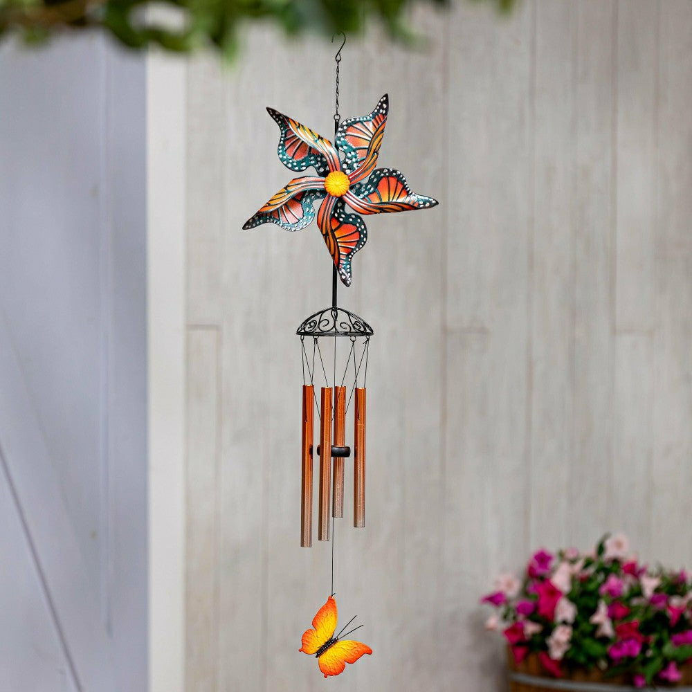 Wind Spinner Butterfly Wind Chime, Orange | Plow & Hearth
