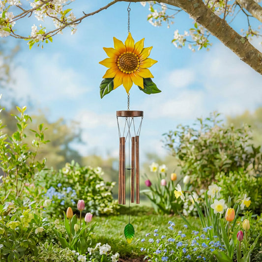Cottage Garden Wind Chime, Metal, Sunflower | Plow & Hearth