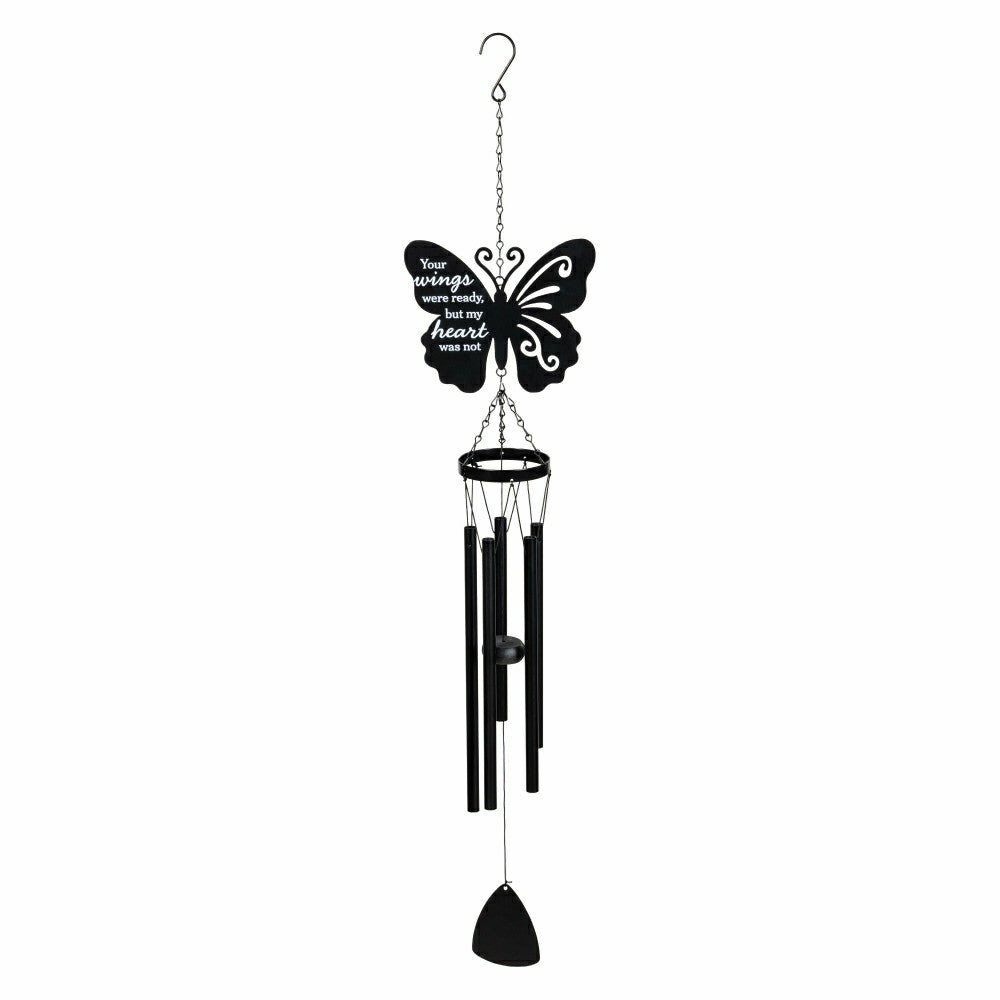 Memorial Decorative Wind Chime, Metal, Lasercut Butterfly | Plow & Hearth