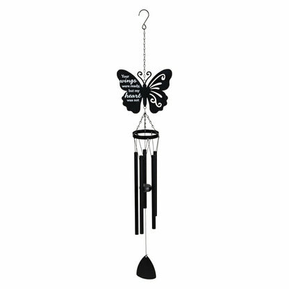 Memorial Decorative Wind Chime, Metal, Lasercut Butterfly | Plow & Hearth