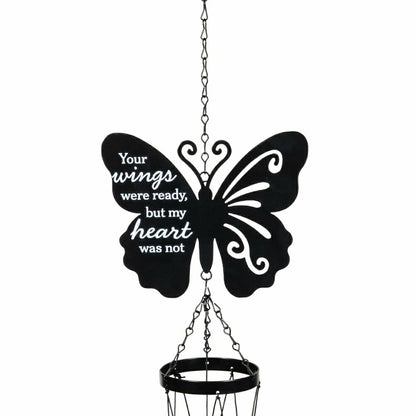 Memorial Decorative Wind Chime, Metal, Lasercut Butterfly | Plow & Hearth