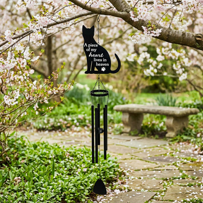 Memorial Decorative Wind Chime, Metal, Lasercut Cat | Plow & Hearth
