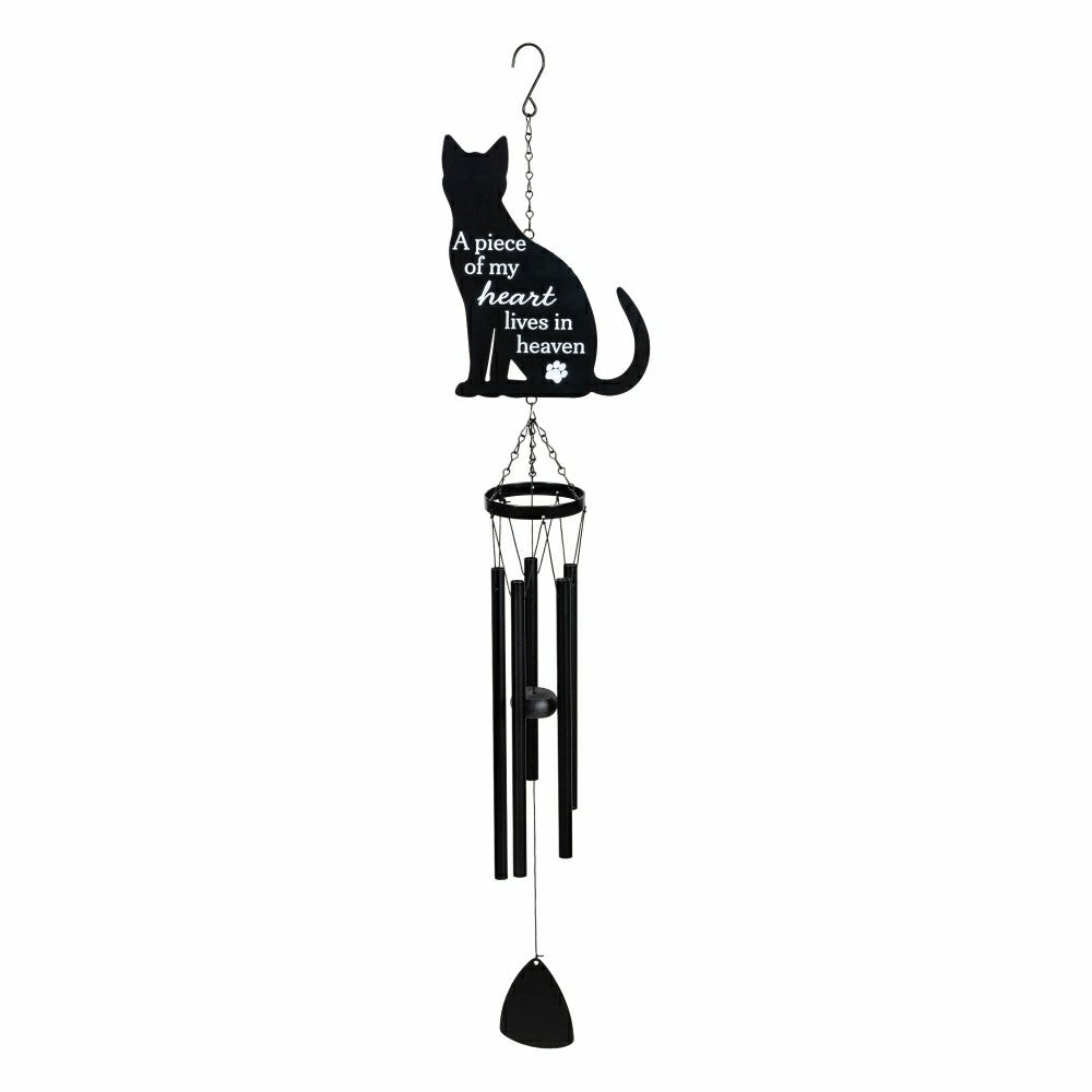 Memorial Decorative Wind Chime, Metal, Lasercut Cat | Plow & Hearth