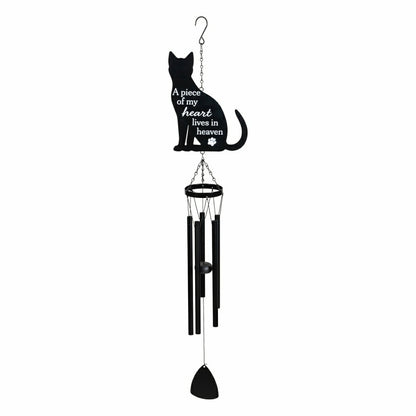Memorial Decorative Wind Chime, Metal, Lasercut Cat | Plow & Hearth