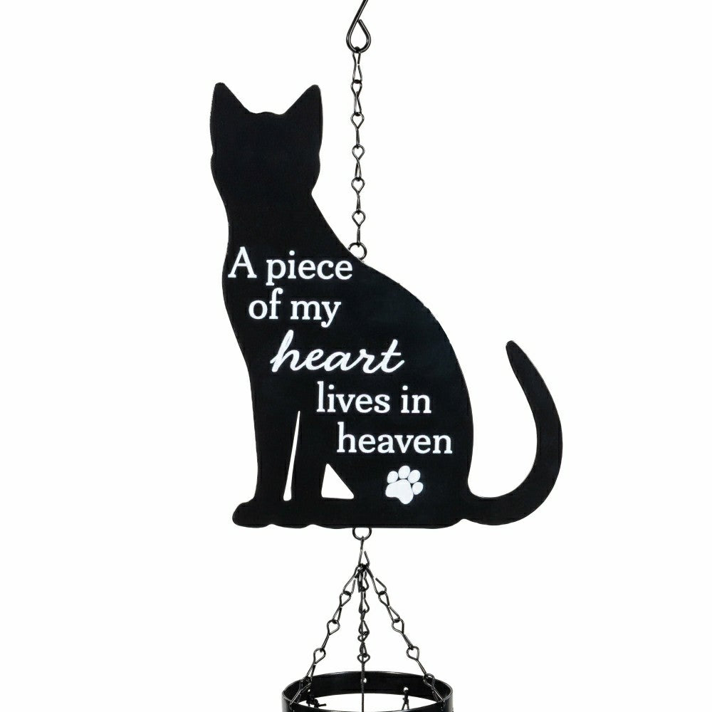 Memorial Decorative Wind Chime, Metal, Lasercut Cat | Plow & Hearth