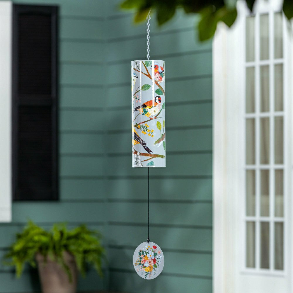 What Shed Wind Chime, Metal, Birds on Branches Cylinder Chime, 36" H | Plow & Hearth