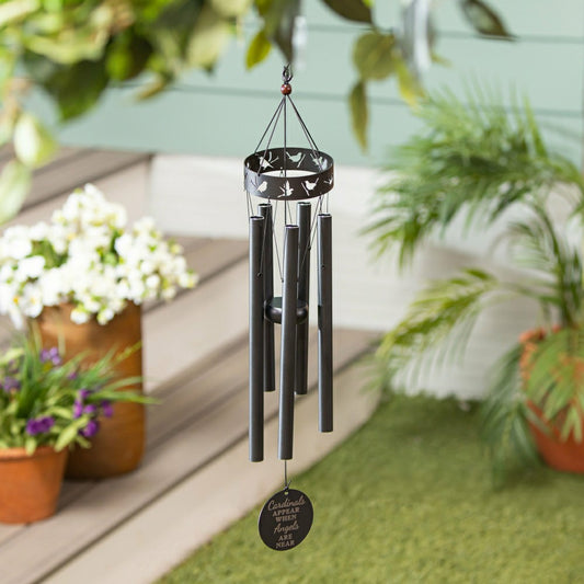Avria Metal Hand-Tuned Wind Chime, "Cardinals Appear When Angels Are N | Plow & Hearth