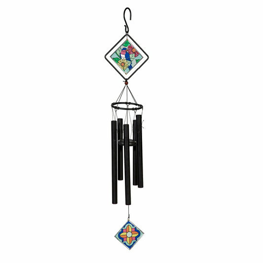 Avria Stained Glass Chime, Blue Bird, 36" | Plow & Hearth