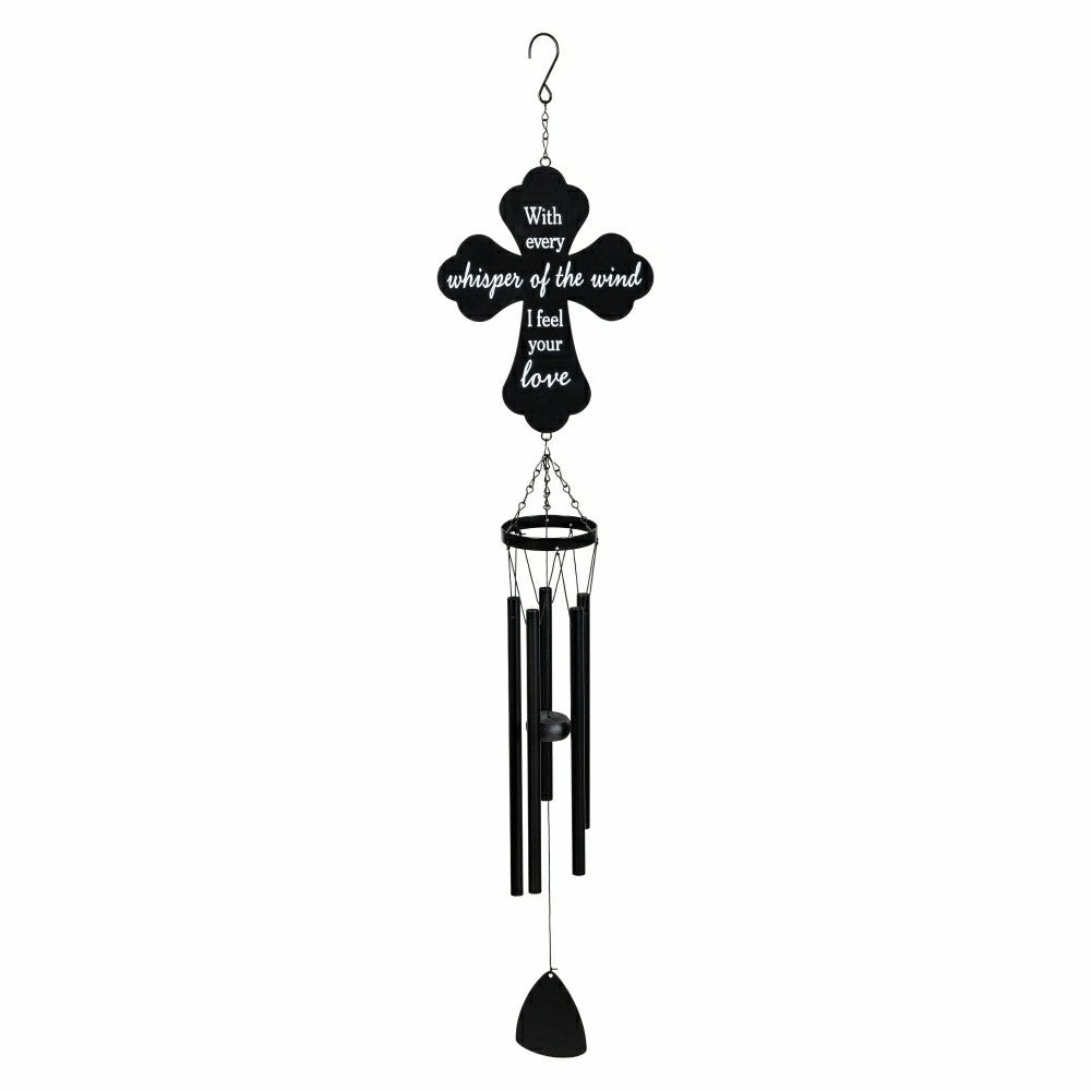 Memorial Decorative WInd Chime, Metal Lasercut, Cross | Plow & Hearth