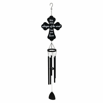 Memorial Decorative WInd Chime, Metal Lasercut, Cross | Plow & Hearth