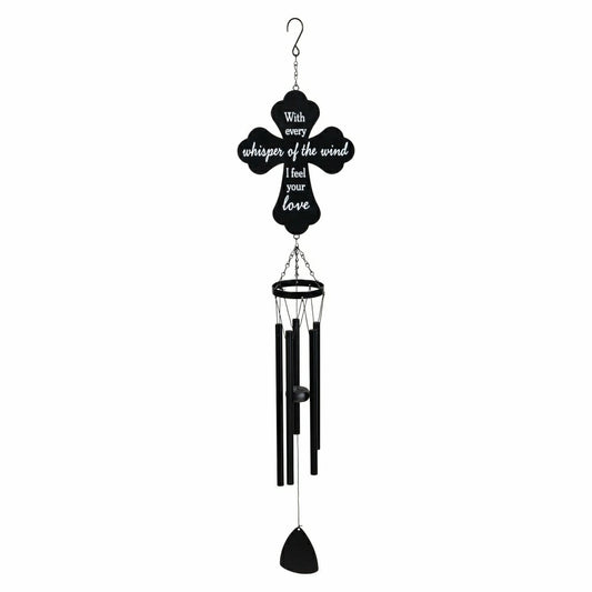 Memorial Decorative WInd Chime, Metal Lasercut, Cross | Plow & Hearth