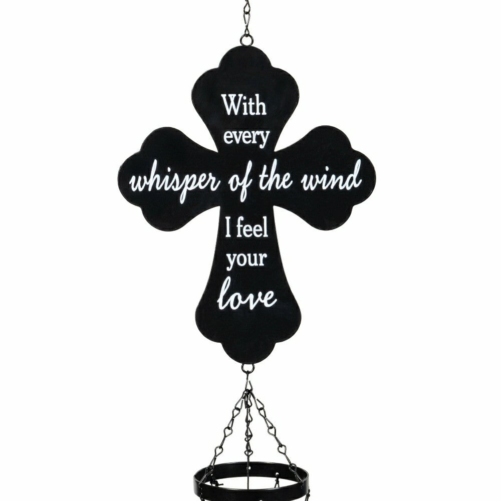 Memorial Decorative WInd Chime, Metal Lasercut, Cross | Plow & Hearth