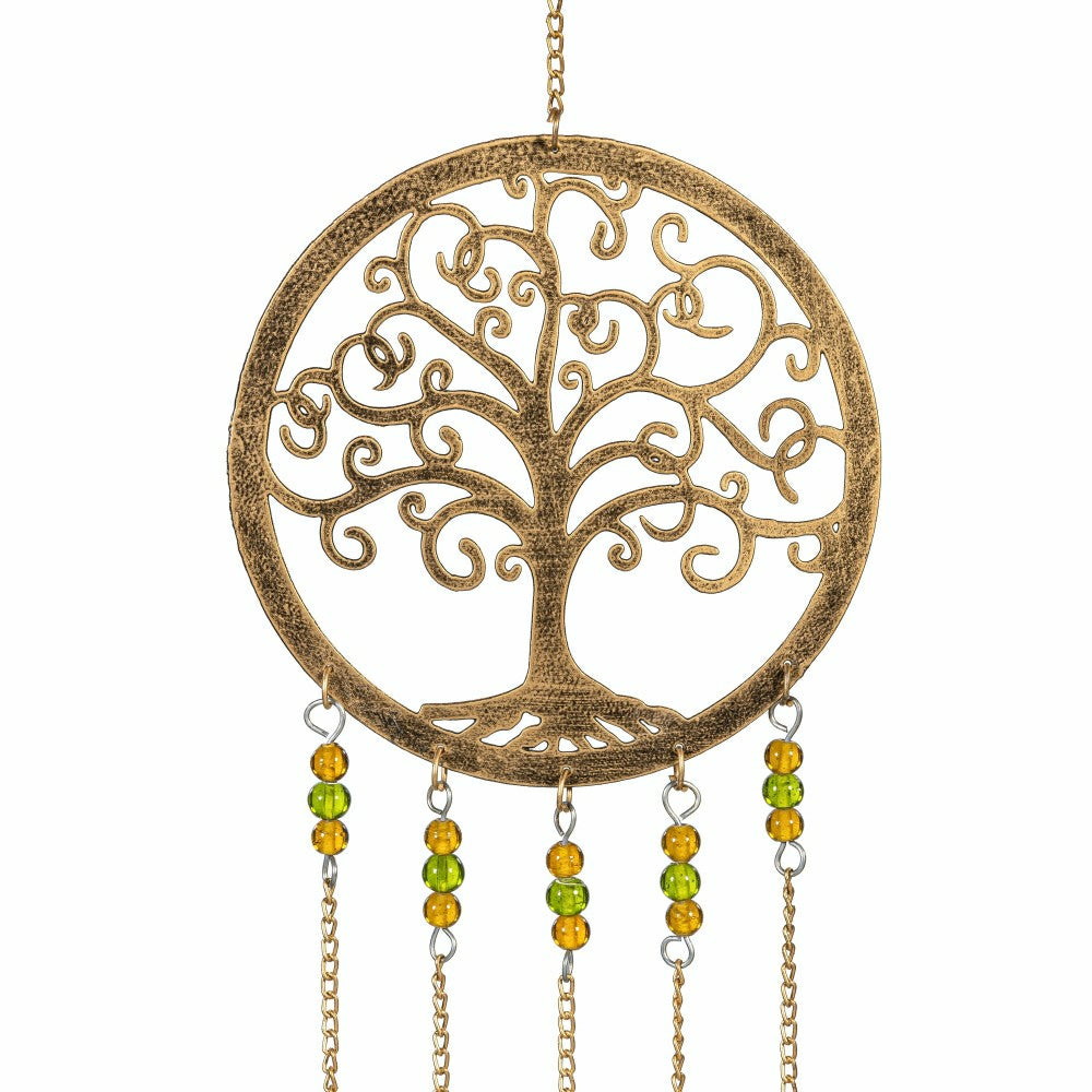 Petal & Plow Wind Chime, Metal, Tree of Life with Decorative Beads | Plow & Hearth