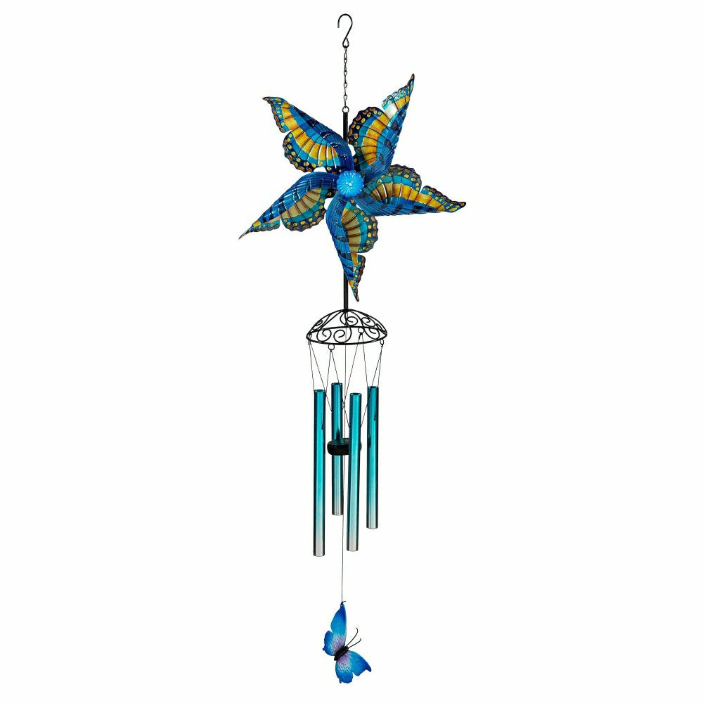 Wind Spinner Butterfly Wind Chime, Blue | Plow & Hearth