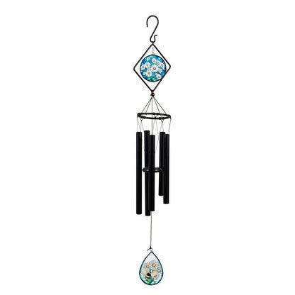 Avria Stained Glass Hand-Tuned Wind Chime, Daisies, 36" | Plow & Hearth