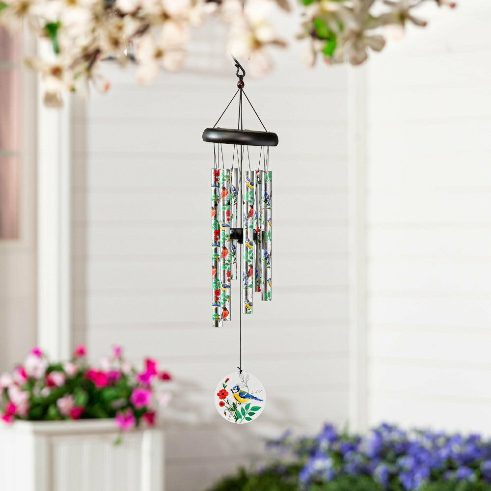 Avria Wind Chime, Printed Wind Chime, Songbirds, 27" H | Plow & Hearth