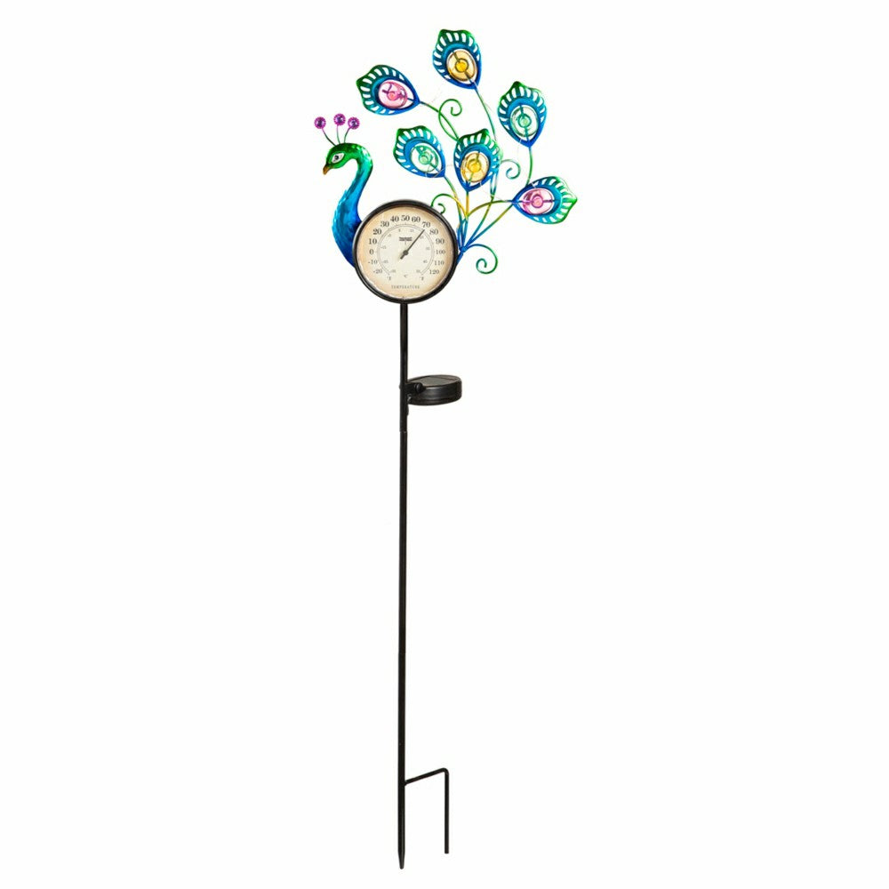 36"H Solar Peacock Thermometer Stake | Plow & Hearth