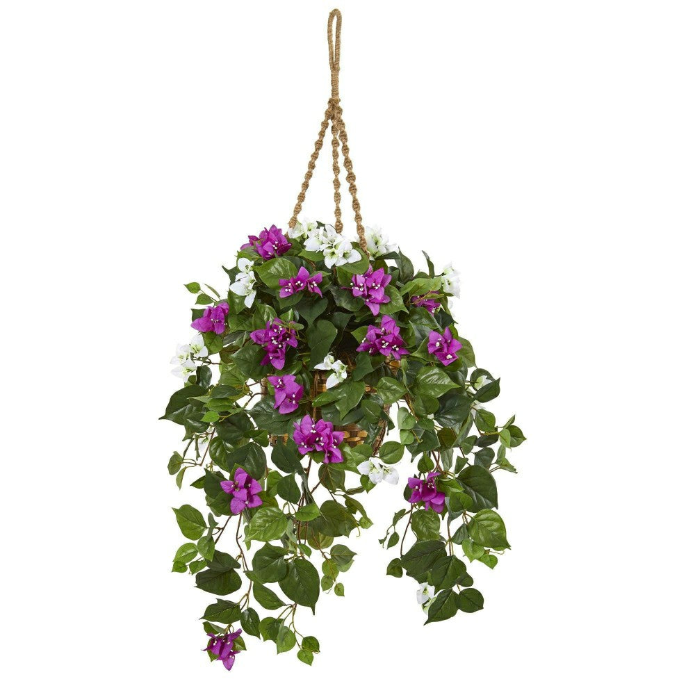 30” Mixed Bougainvillea Artificial Plant Hanging Basket | Plow & Hearth