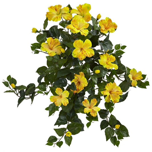 24” Hibiscus Hanging Artificial Plant (Set of 2) | Plow & Hearth