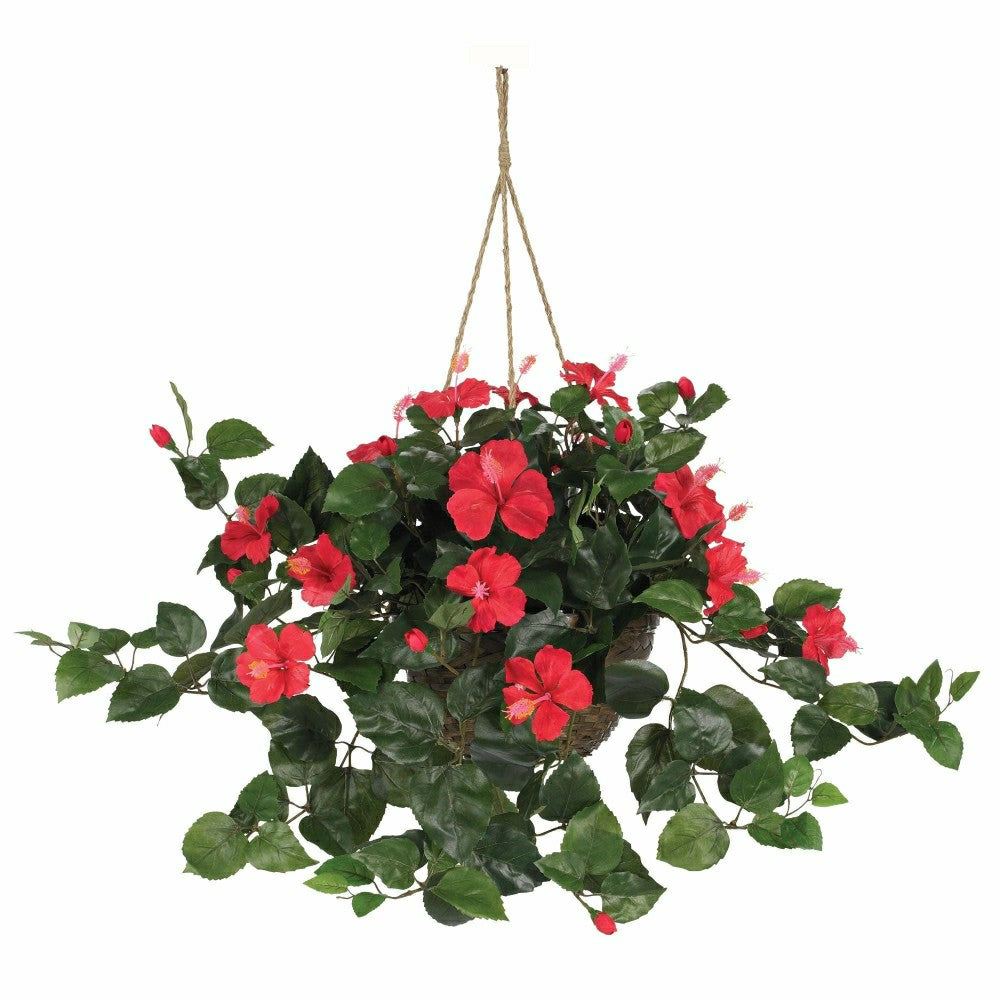 Artificial Hibiscus Hanging Basket | Plow & Hearth