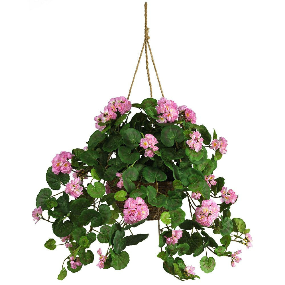Geranium Hanging Basket Silk Plant | Plow & Hearth