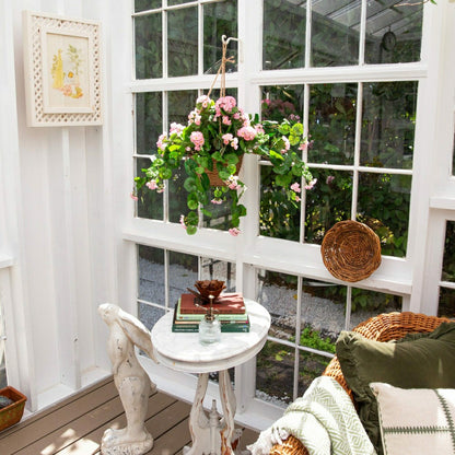 Geranium Hanging Basket Silk Plant | Plow & Hearth
