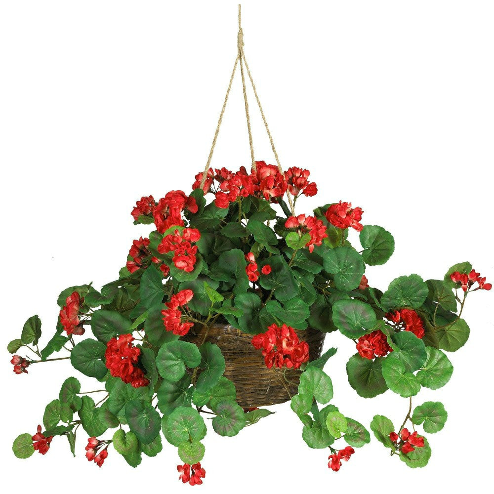 Geranium Hanging Basket Silk Plant | Plow & Hearth