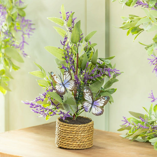 Cottage Garden Faux Floral Table Decor Artificial Lavender with Butter | Plow & Hearth