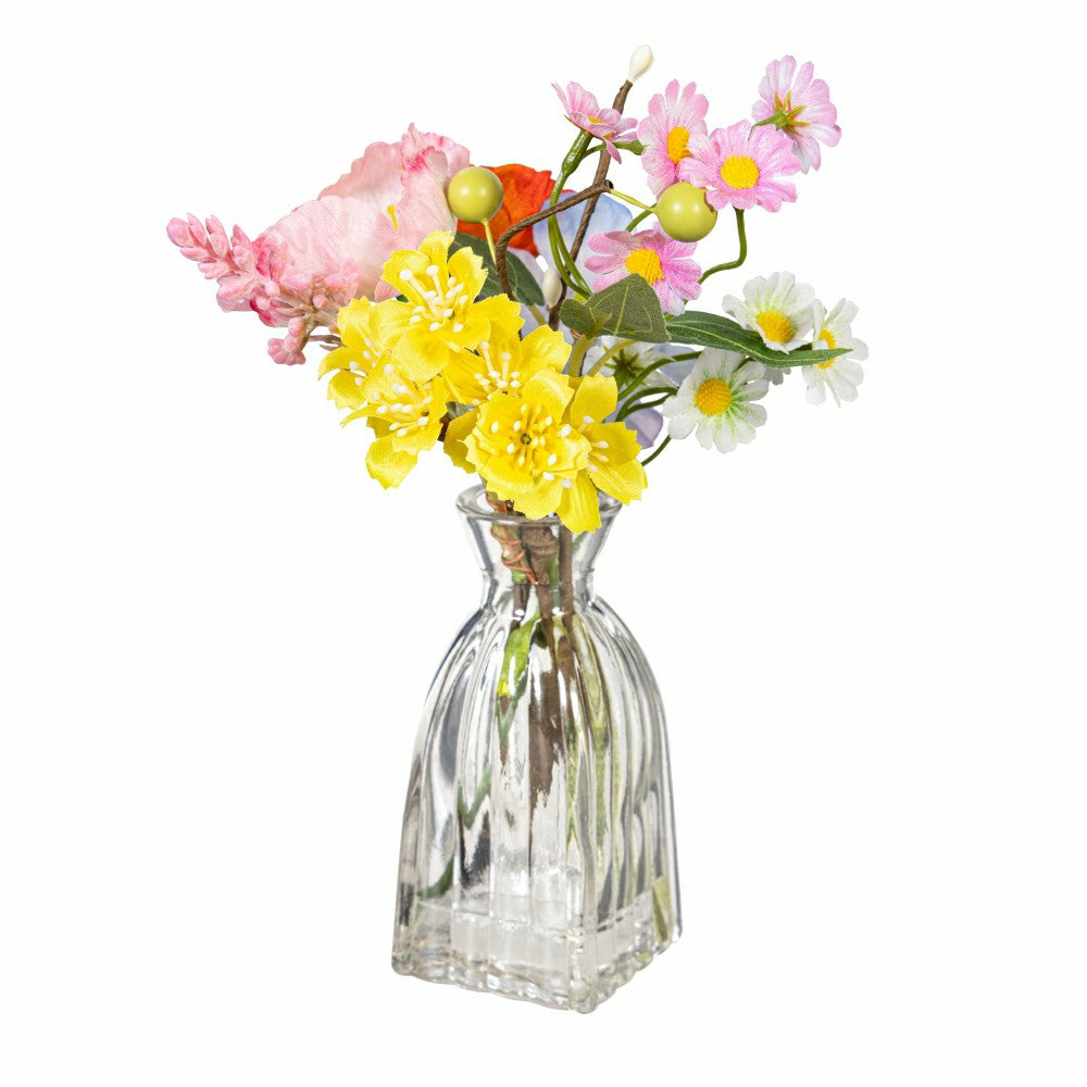 Hillside Pasture Faux Floral Table Decor Artificial in Glass Vase, 8.2 | Plow & Hearth