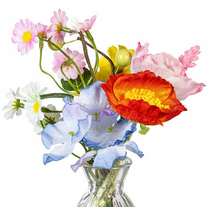 Hillside Pasture Faux Floral Table Decor Artificial in Glass Vase, 8.2 | Plow & Hearth