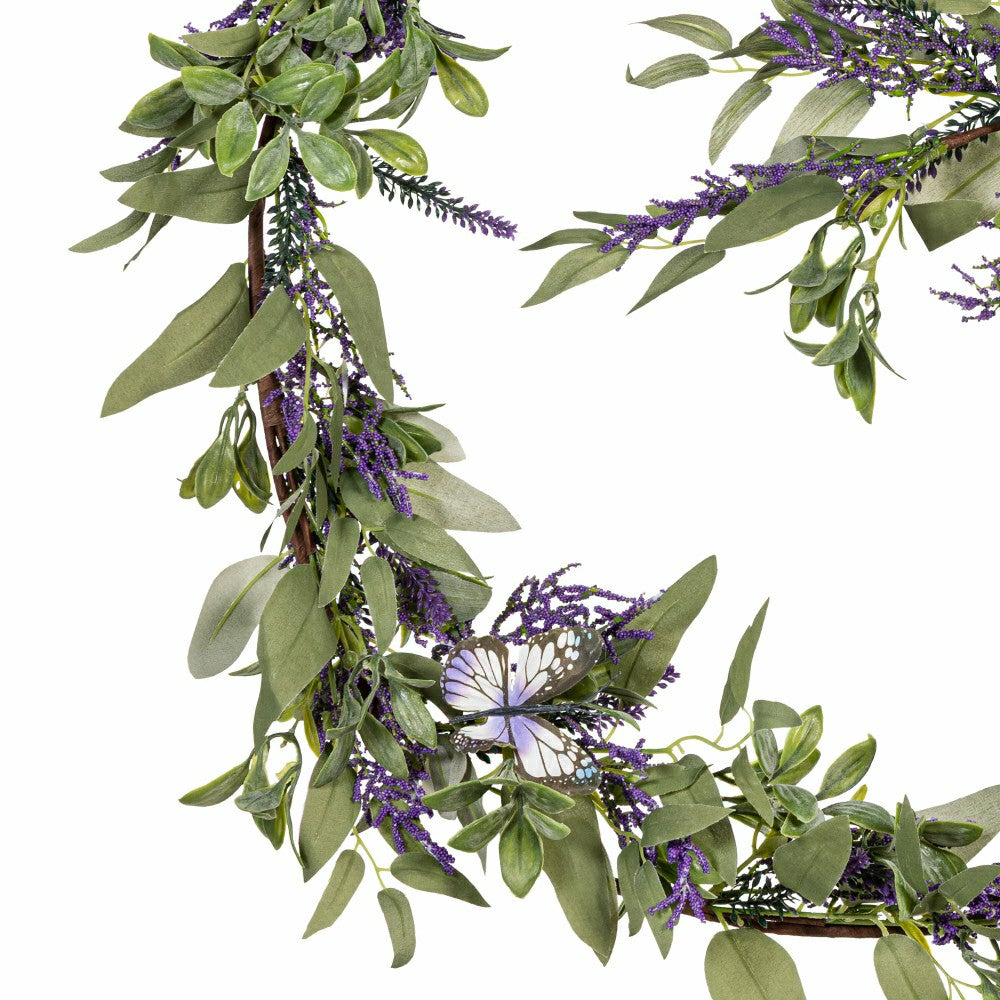 Pollinator Garden Garland Artificial Lavender with Butterflies, 72"L | Plow & Hearth