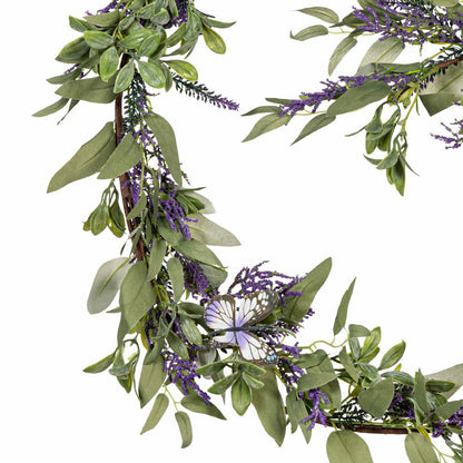 Pollinator Garden Garland Artificial Lavender with Butterflies, 72"L | Plow & Hearth