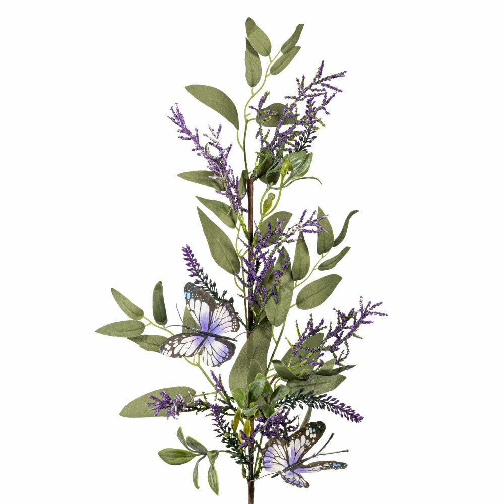Cottage Garden Stem Artificial Lavender with Butterflies, 25"L | Plow & Hearth