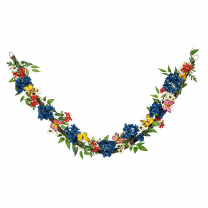 American Classic Garland Artificial Floral with Butterflies, 72"L | Plow & Hearth