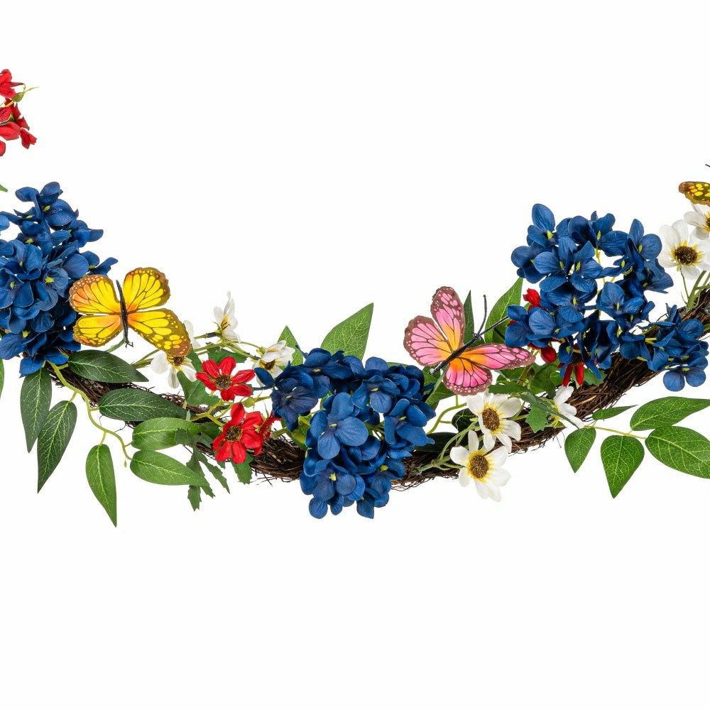 American Classic Garland Artificial Floral with Butterflies, 72"L | Plow & Hearth