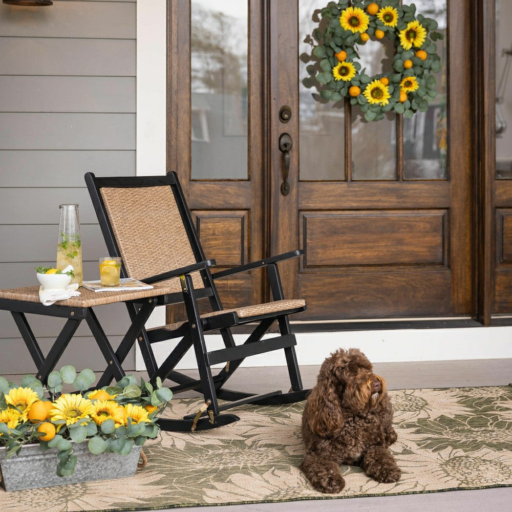 Faux Sunflower, Lemon and Eucalyptus Floral Arrangement in Planter | Plow & Hearth