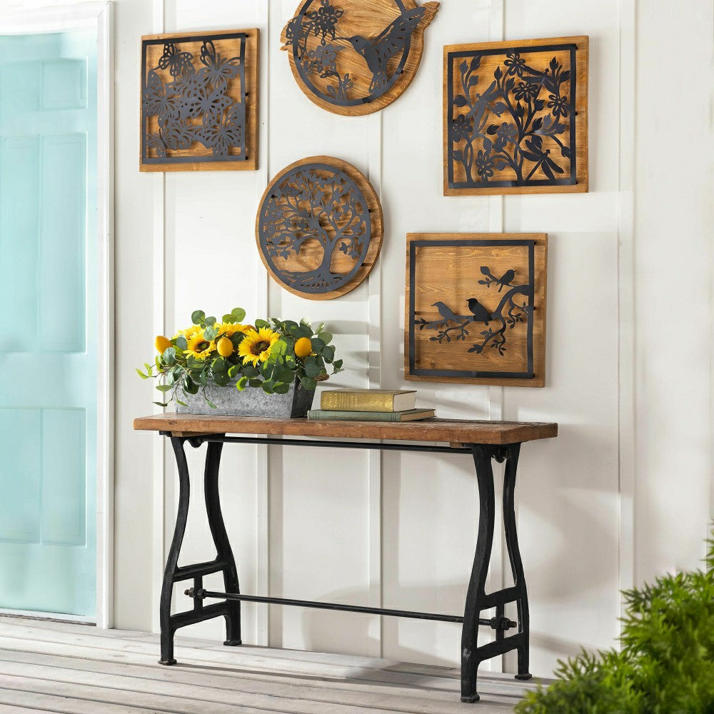 Faux Sunflower, Lemon and Eucalyptus Floral Arrangement in Planter | Plow & Hearth