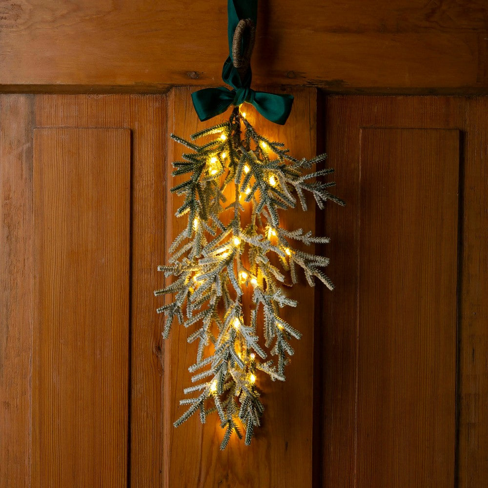 Misty Pine Lighted Holiday Greenery Swag | Plow & Hearth