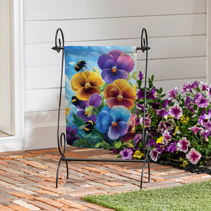 Pansies & Bees Suede Garden Flag | Plow & Hearth