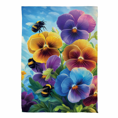 Pansies & Bees Suede Garden Flag | Plow & Hearth