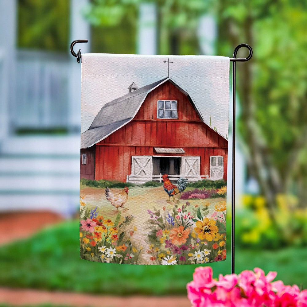 Hillside Pasture Barn Suede Garden Flag | Plow & Hearth