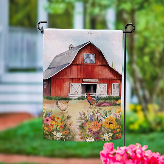 Hillside Pasture Barn Suede Garden Flag | Plow & Hearth