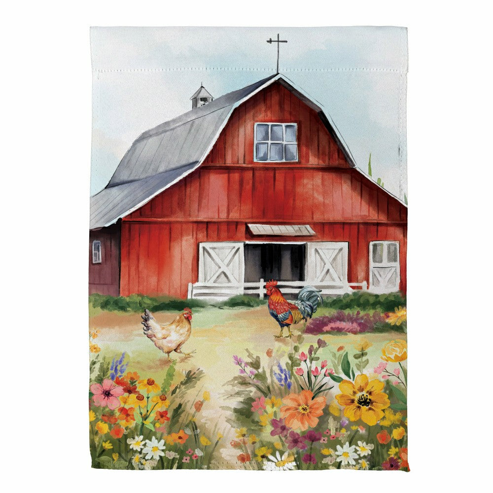 Hillside Pasture Barn Suede Garden Flag | Plow & Hearth