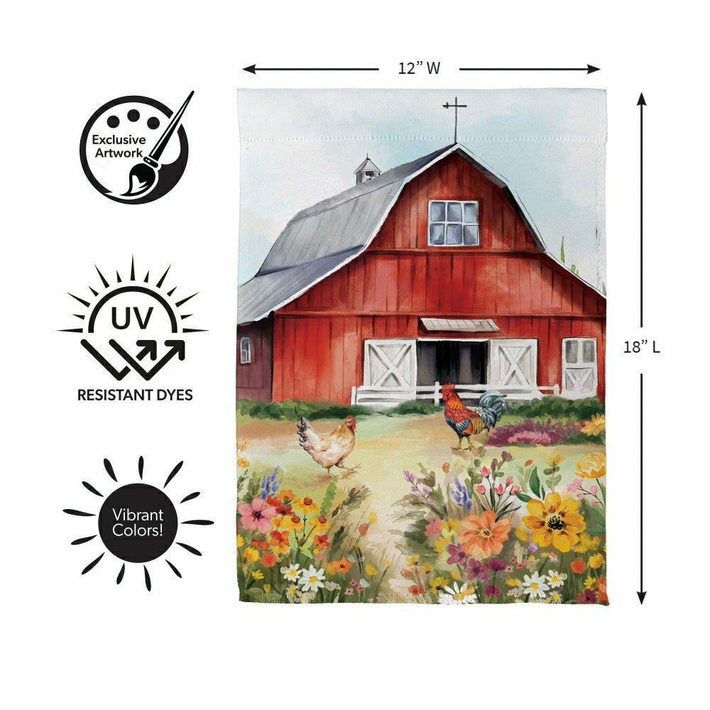 Hillside Pasture Barn Suede Garden Flag | Plow & Hearth