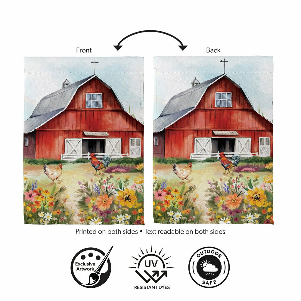 Hillside Pasture Barn Suede Garden Flag | Plow & Hearth