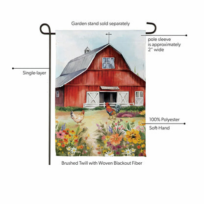 Hillside Pasture Barn Suede Garden Flag | Plow & Hearth