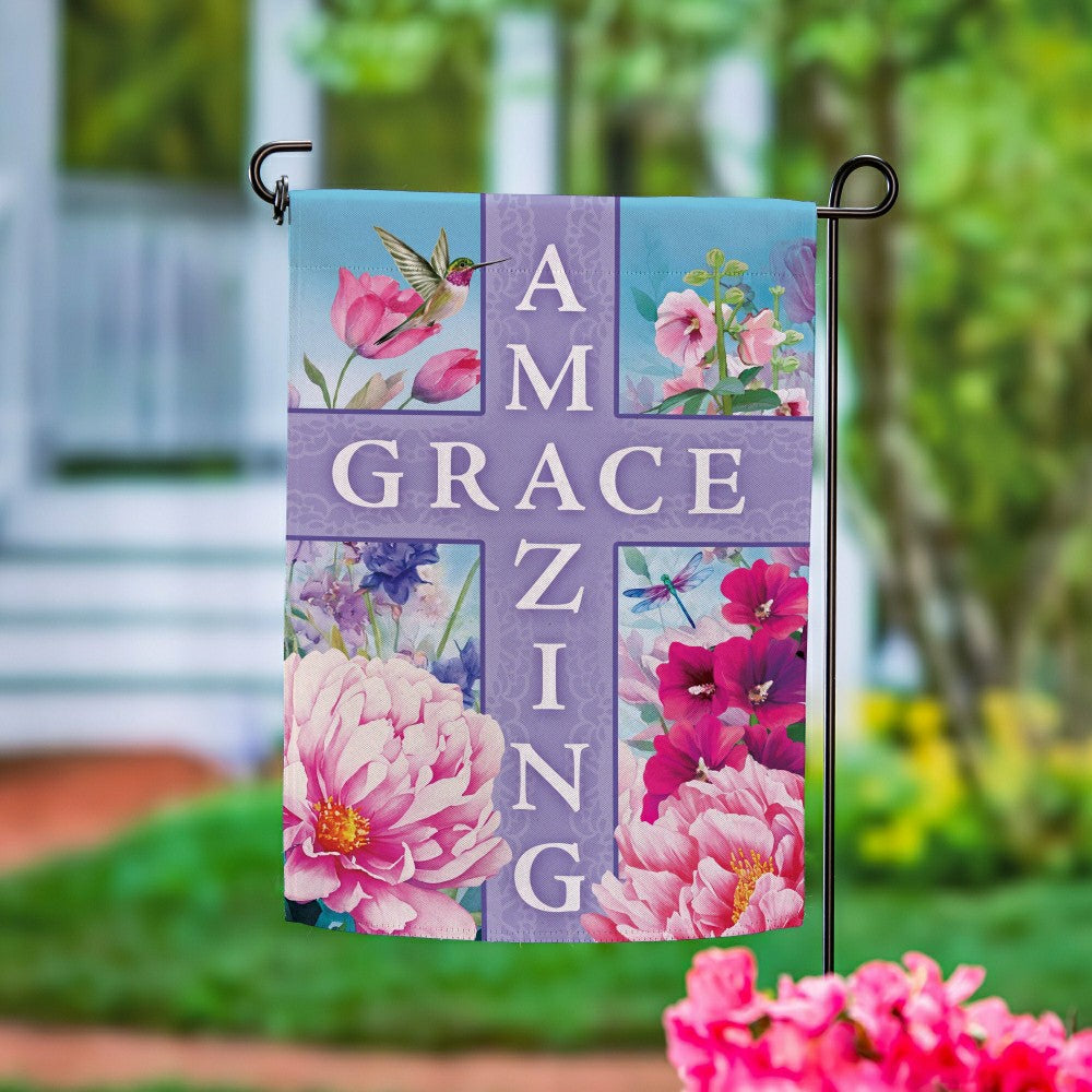 Amazing Grace Cross Suede Garden Flag | Plow & Hearth